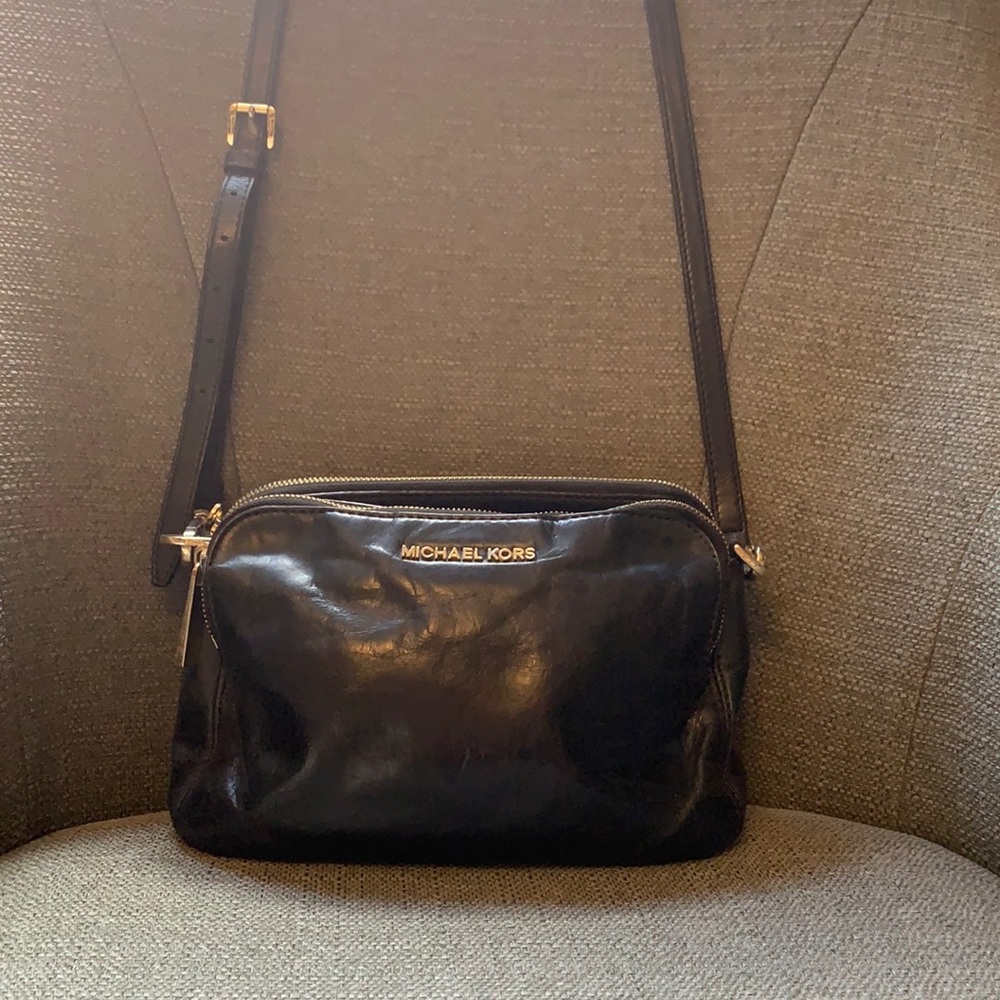 Michael Kors Black Leather Crossbody Bag